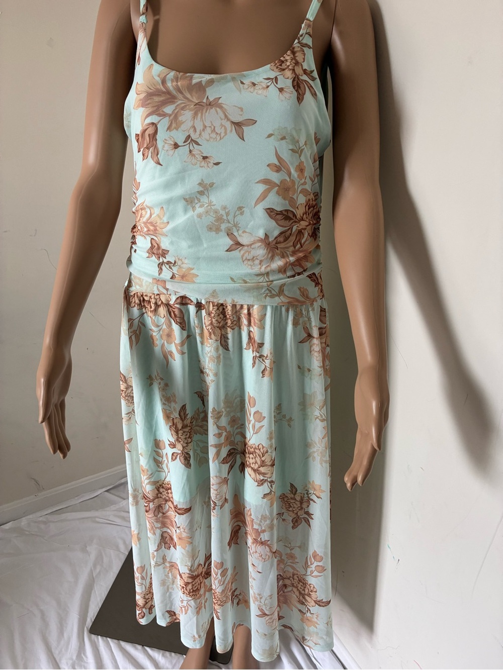 Light Blue Floral Midi Skirt